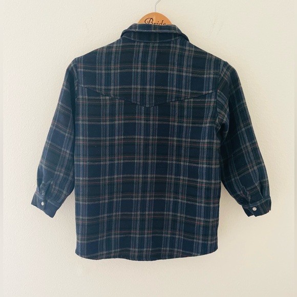 Zara Girls Plaid Fringe Snap Button Shirt/Shacket - Picture 2 of 5